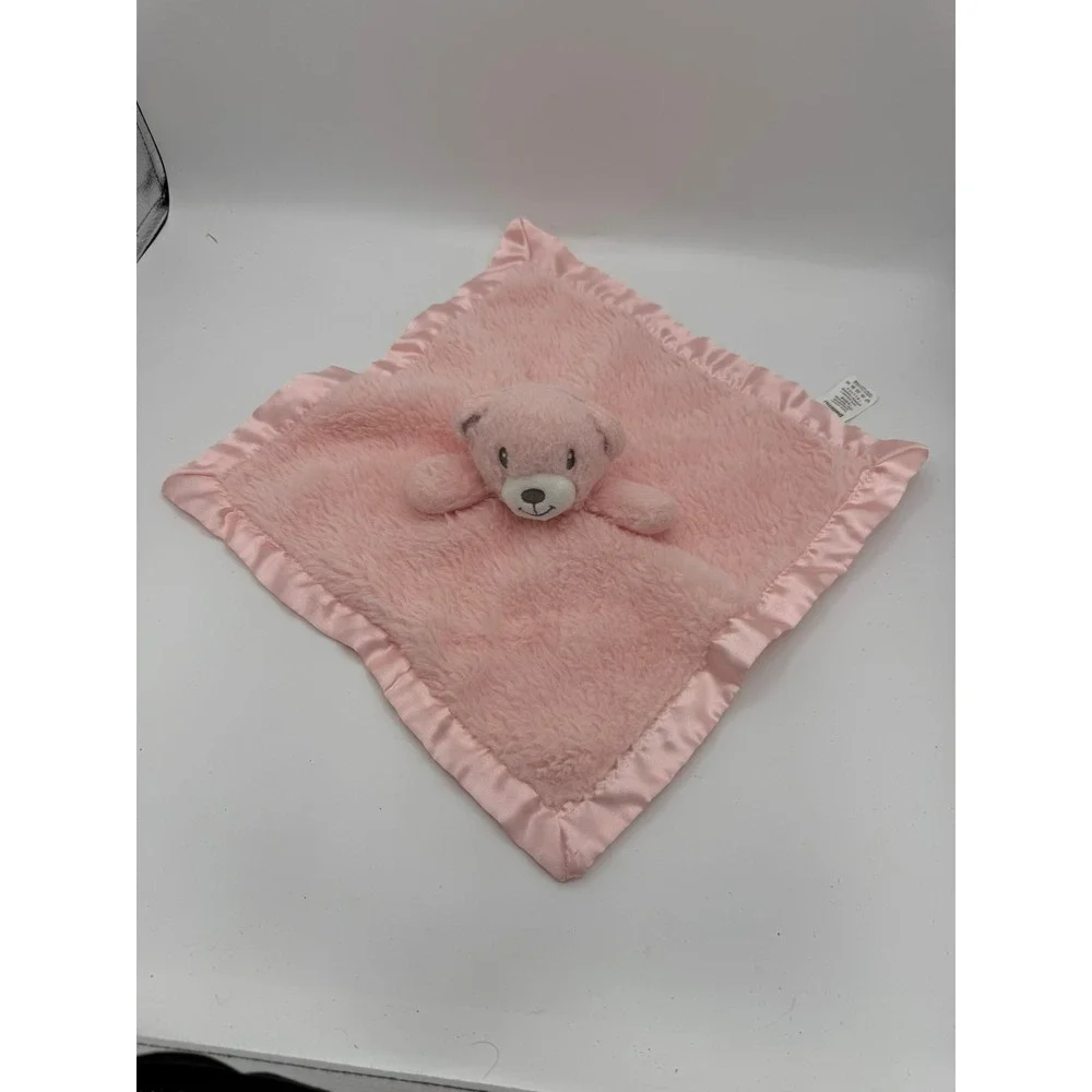 Beilimu Pink Teddy Bear Baby Security Blanket Satin Trim Plush Lovey ZCDS001